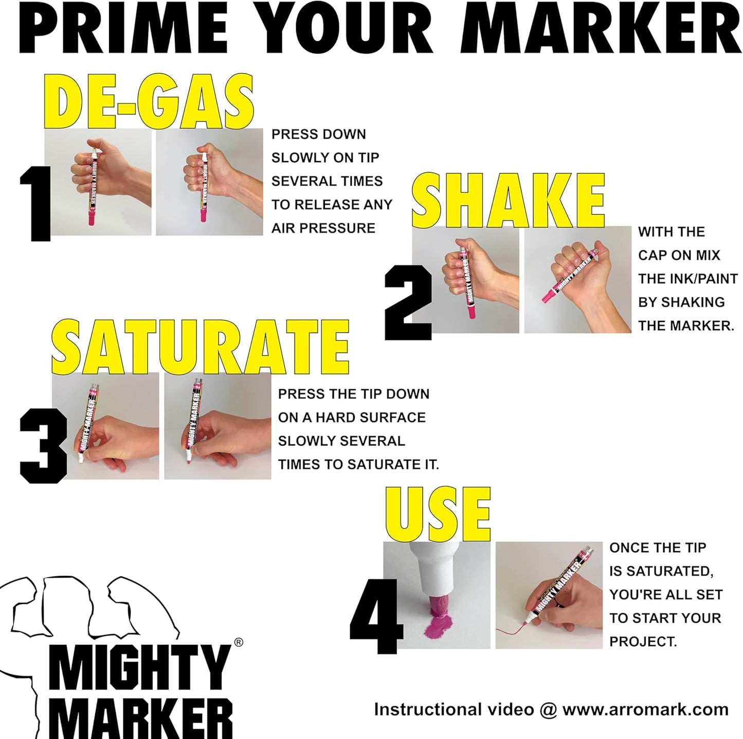 FM-46 Auto Body and Glass Super Jumbo Paint Marker, No-Ghost Formula, Water-Resistant, Valve Action, Removable, Water-Based, 30ml Capacity, Made in USA, Fl. Yellow 3 Pack