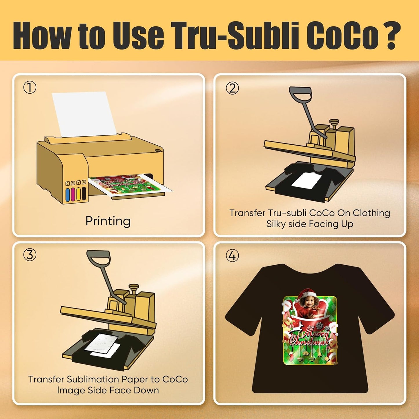 TransOurDream Tru-Sublimation Blanks CoCo Sets, Silky Fabric 10 Sheets for Cotton, Light/Dark Fabrics and Sublimation Paper 130g 30 Sheets 8.5x11’’