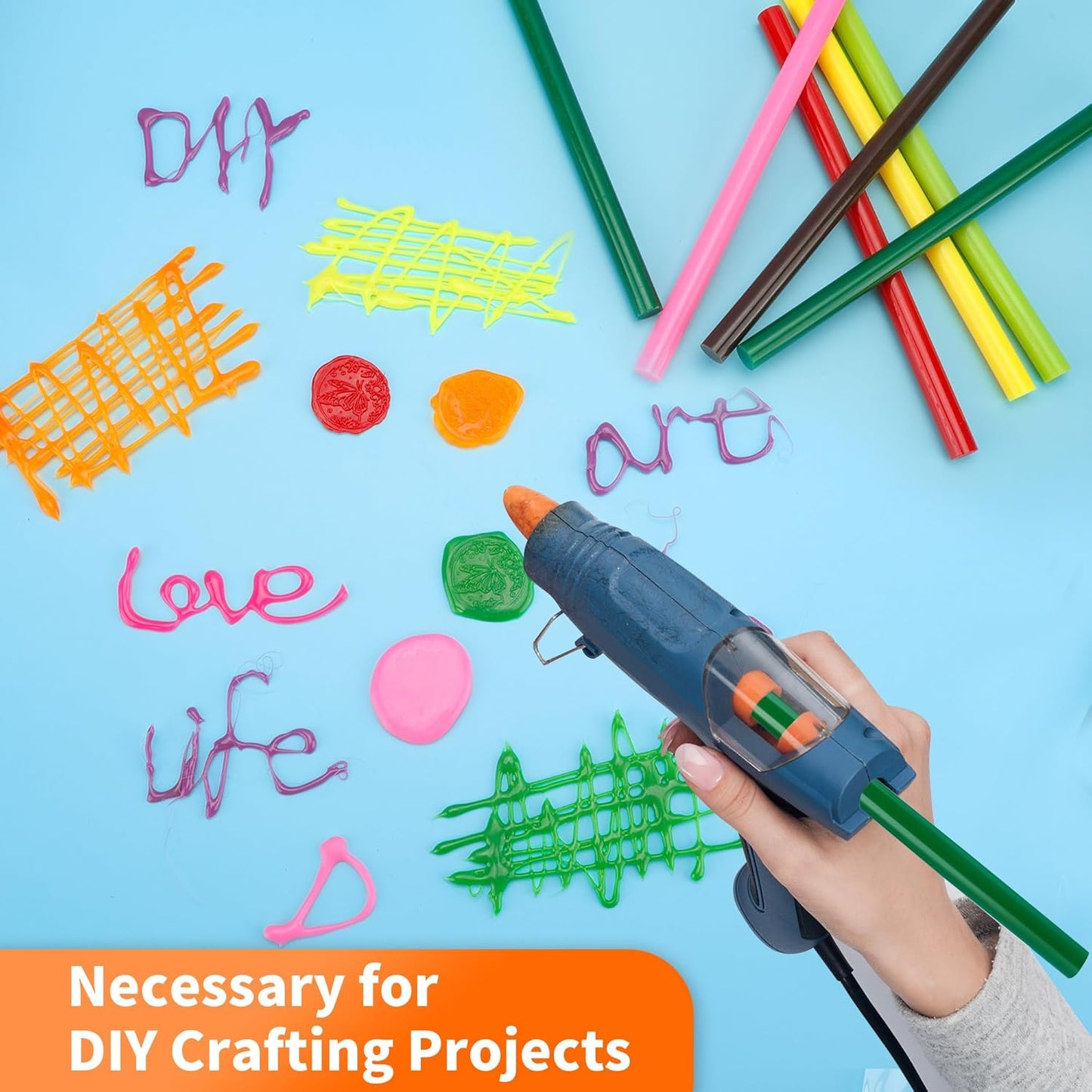 Green hot Glue Sticks Full Size 0.43” Dia x 8” Long, 52 pcs Hot melt Adhesive Glue Sticks, All-Purpose Colored Glue Gun Sticks for Christmas Decoration DIY Crafts Arts School Repair Bonding