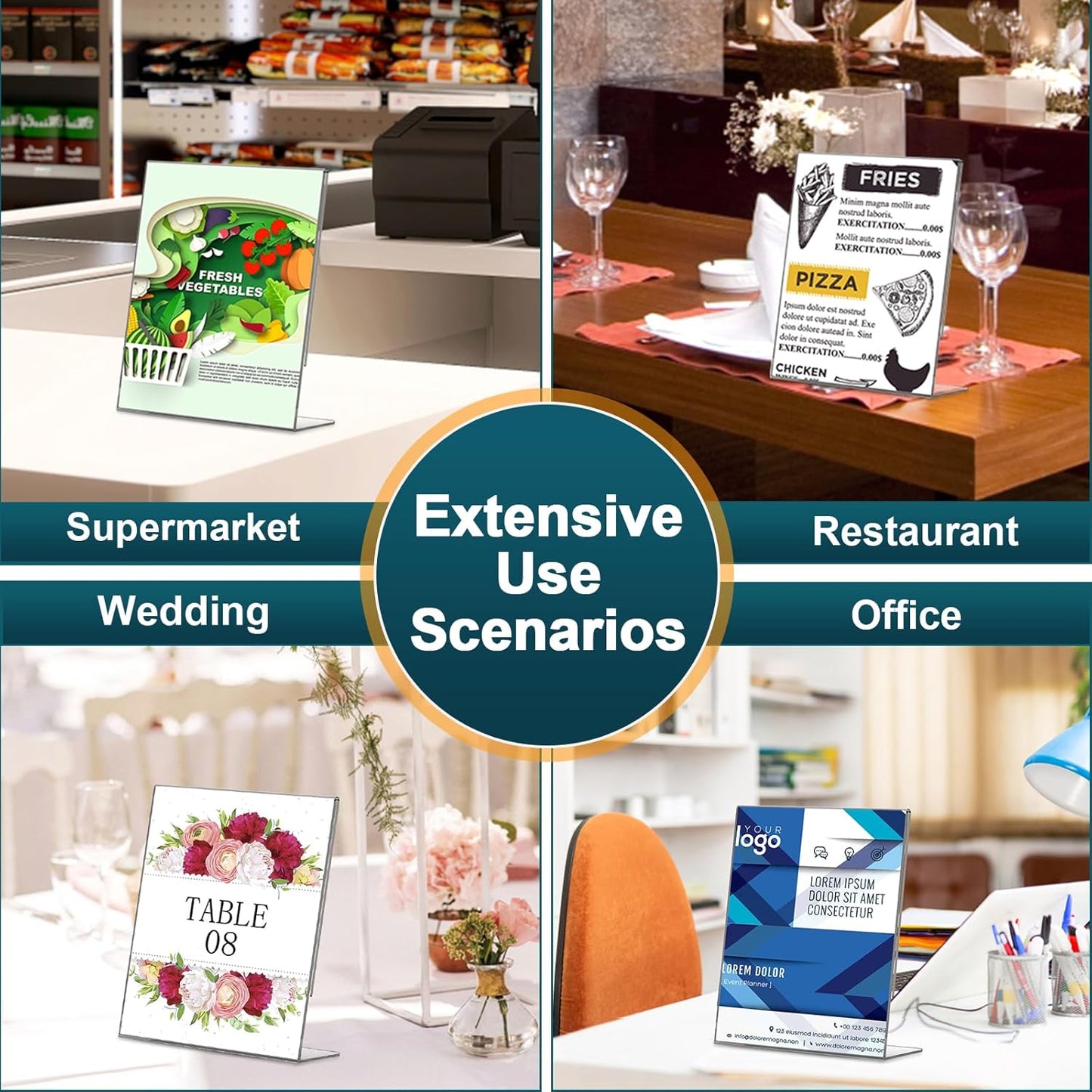 Acrylic Sign Holder 4x6, 22 Pack Clear Plastic Table Paper Display Stand, L-Shape Vertical Menu Holder Stand, Clear Picture Photo Flyer Display Stand for Restaurants, Store Show, Office Desktop