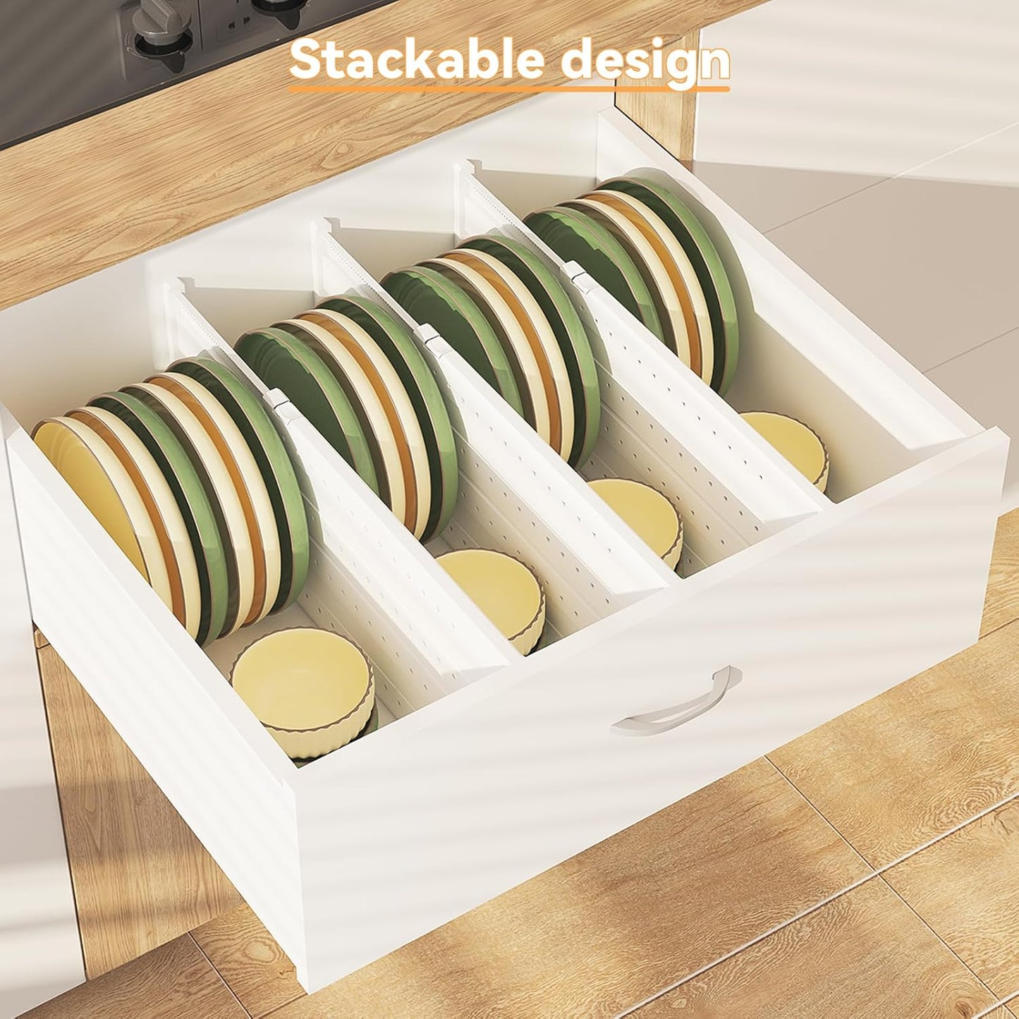 REBECAT 12 Pack Drawer Dividers for Clothes Adjustable 4" High Expandable from 15"-21" Drawer Dividers for Dresser Baby Clothes Bathroom,Bedroom Kitchen and Office Storage,White