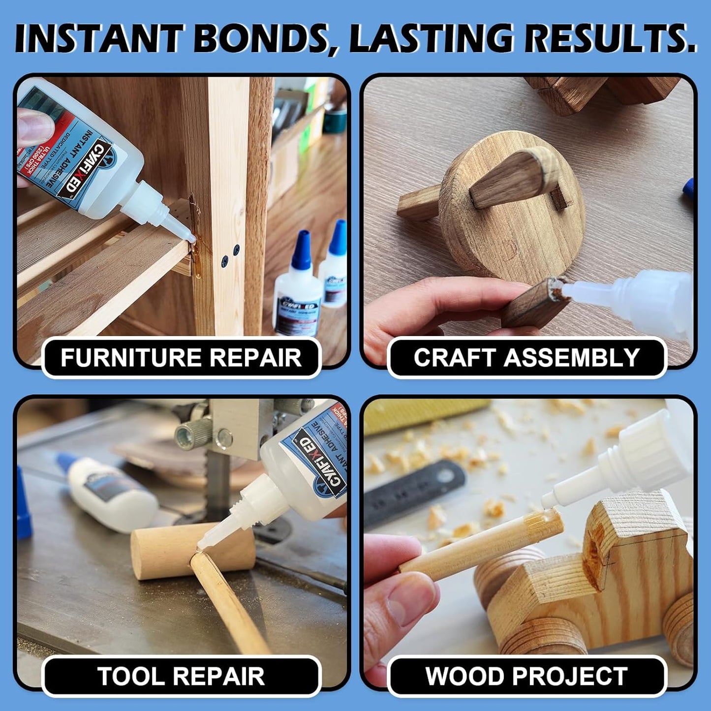 Professional Grade Cyanoacrylate Super Glue, Ultra Thick Viscosity CA Glue for Woodworking, 2 oz. (56.8 Grams) - Instant Adhesive for Woodworking, Gap Filling, Heavy Duty Wood Bonding