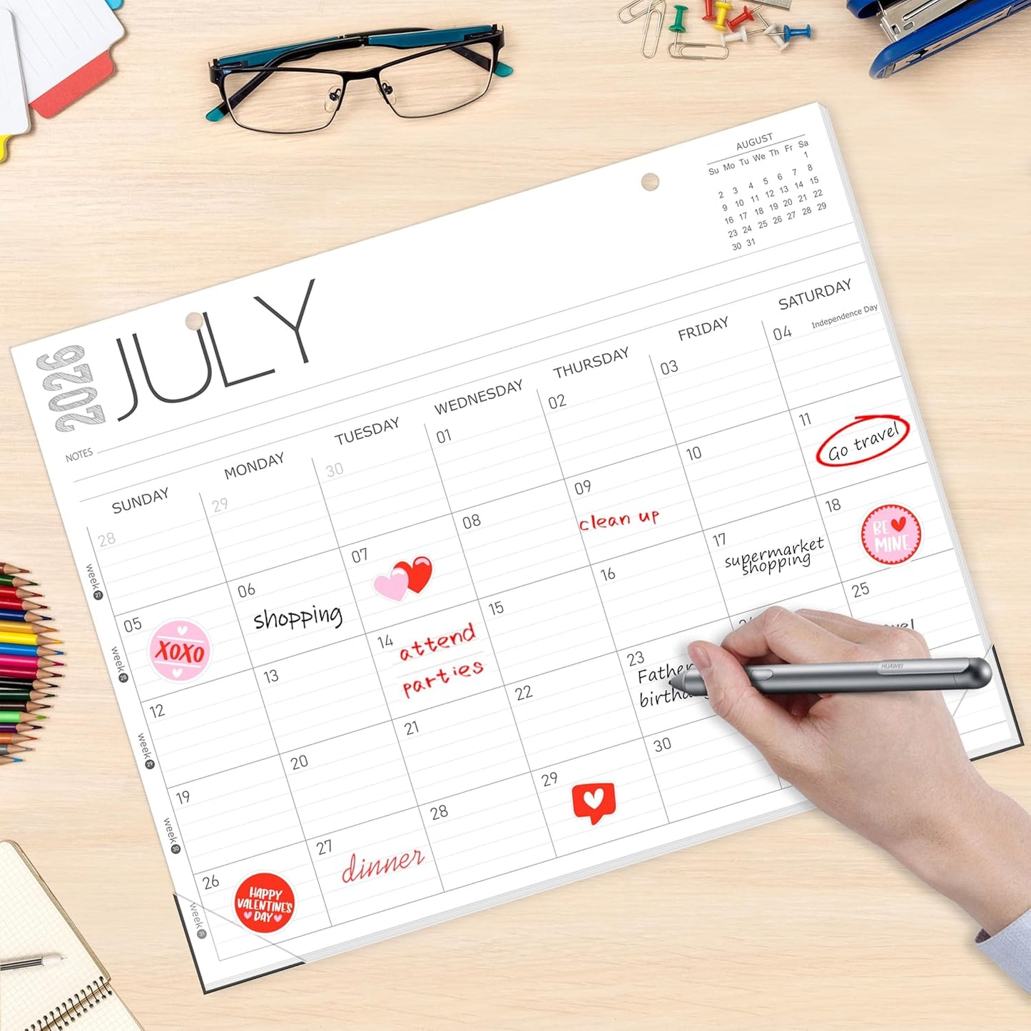 GuassLee Desk Calendar 2026, 12-Month Desk Calendar from January. 2026 to December. 2026, 14" X 11" Monthly Desk Planner, Table Desk Top Calendar with Thick Paper for Office Home Planning & Organizing