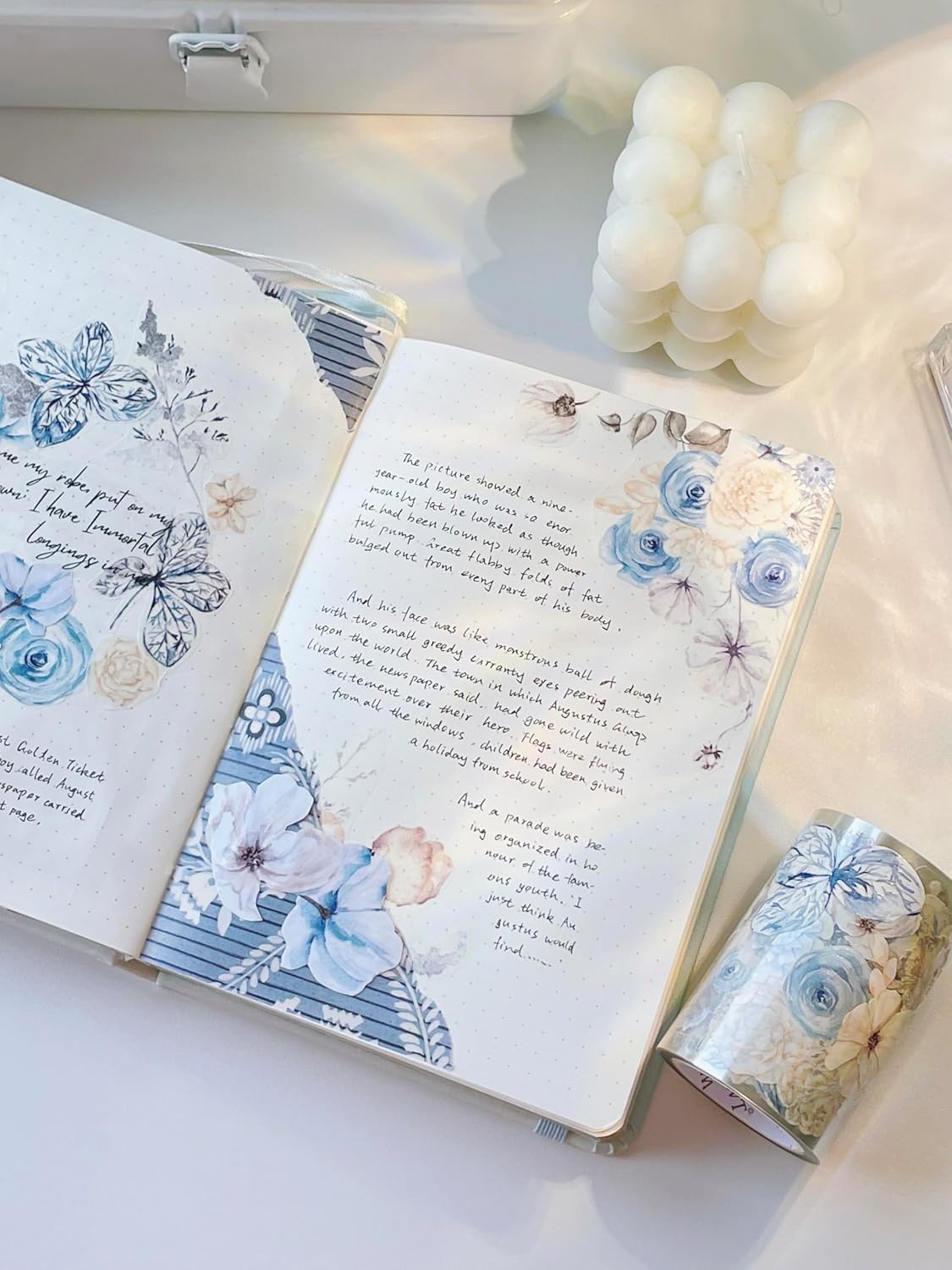 WT Frozen Wide Washi Tape, Single Roll, Original Designs, Pastel Vintage Floral Decorative Tape, Adhesive Paper Tape for Junk Journals, Scrapbooks, Bujo, Planners, DIY Crafts, Gift Supplies