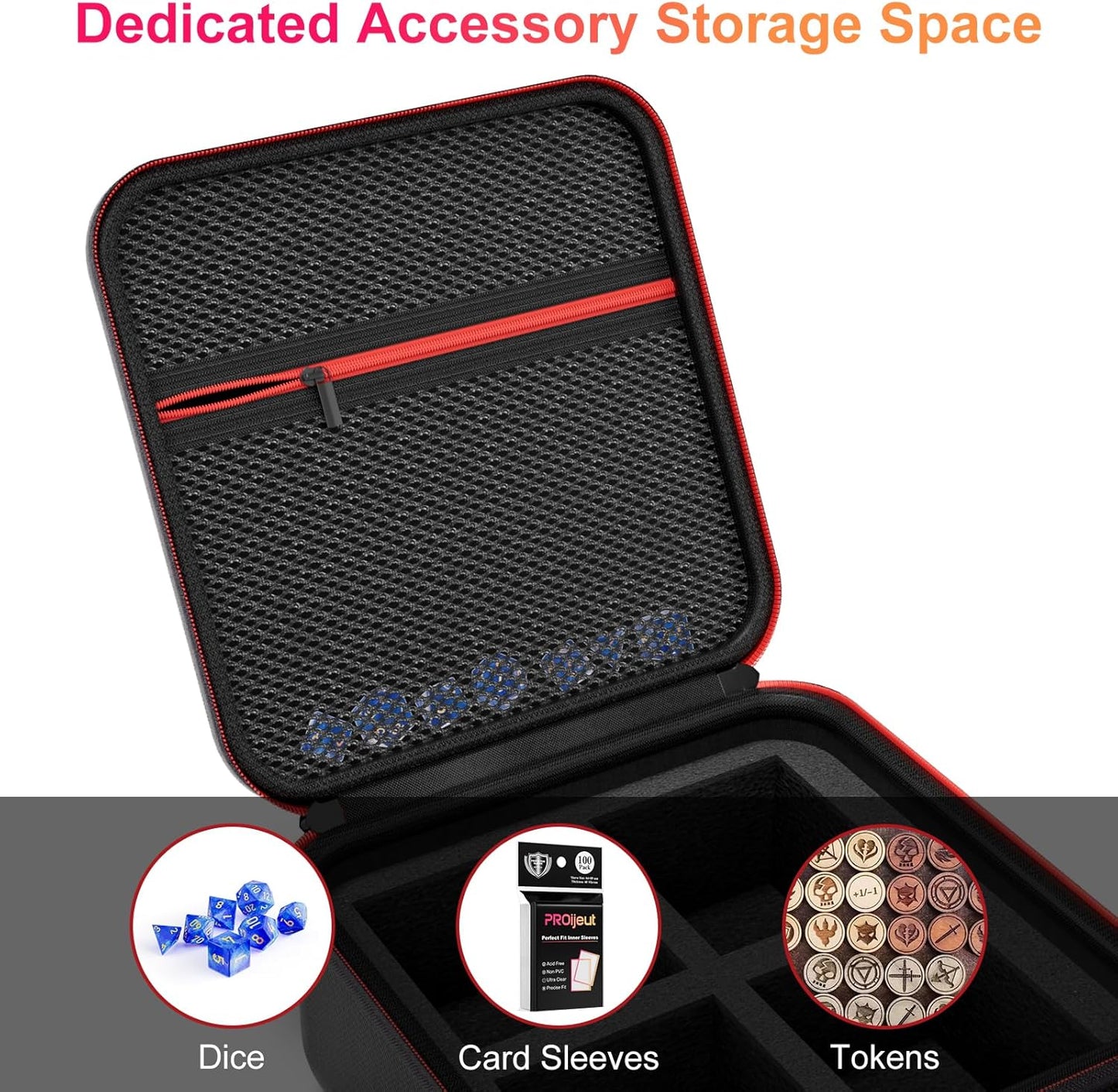 Card Deck Box with Portable Case, 4 Pack Clear Commander Deck Box with 4 Dividers, Holds 400+ Double Sleeved Cards, Fit for MTG, YuGiOh, TCG