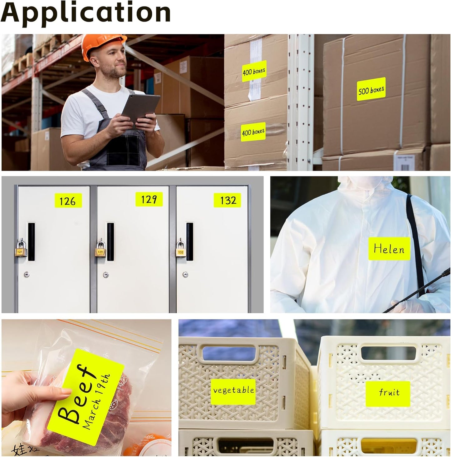 PARLAIM 3 X 5 Inch 1000Per/4Rolls Rectangle Inventory Color Coding Labels,Roll Square Label Stickers for Home (Fluorescent Yellow)