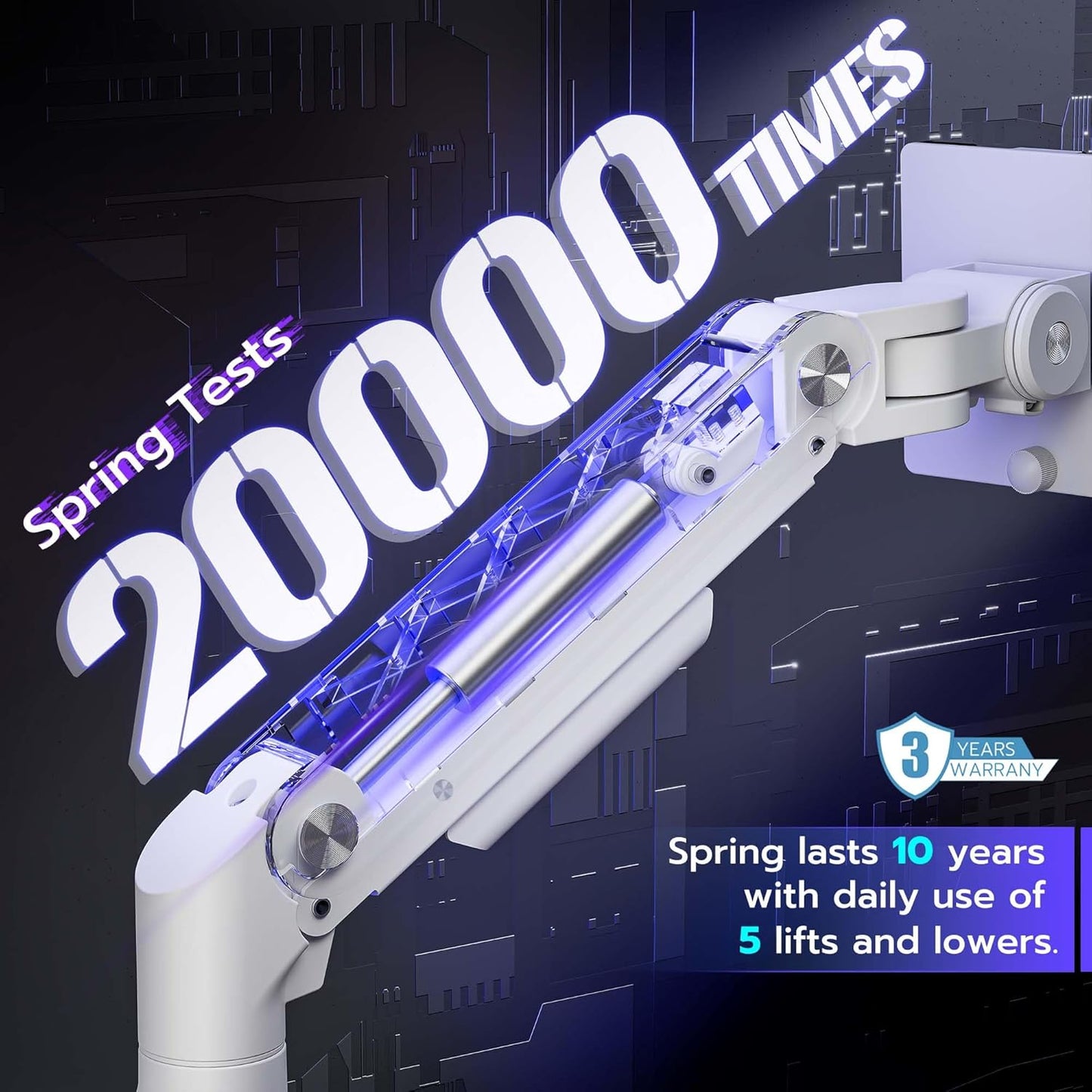 ARES WING Dual Monitor Arm Desk Mount for 17-49 Inch Ultrawide Monitors, Heavy Duty Dual Monitor Mount Holds 44 lbs, Full Motion Gas Spring Vertical Stacked Monitor Mount, 75/100 VESA Mount, White