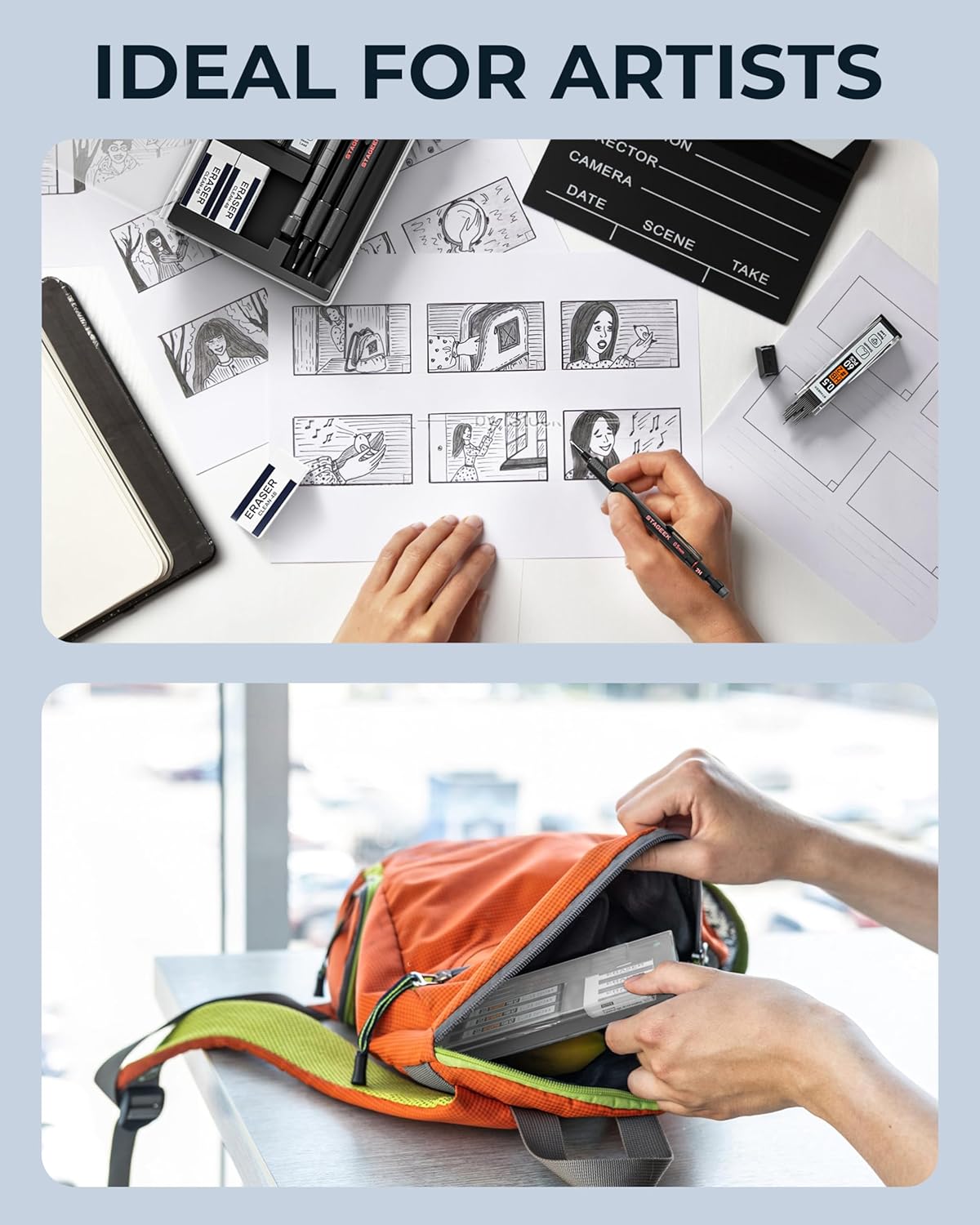 Mechanical Pencils 0.7mm with Case, Metal Weatherproof Body Outdoor Artist Mechanical Pencil with 120 PCS HB & 2B Lead Refills, Eraser, for Writing Drafting Drawing and Sketching