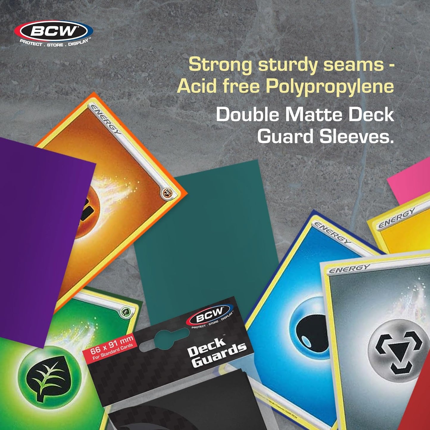 BCW Deck Guard - Double Matte Card Sleeves | 500 Count Box (10 Packs of 50 Sleeves) |Acid-Free, No PVC | Fits 2.5" x 3.5" Game Cards | Archival Safe Sleeves for Card Protection (Pink)