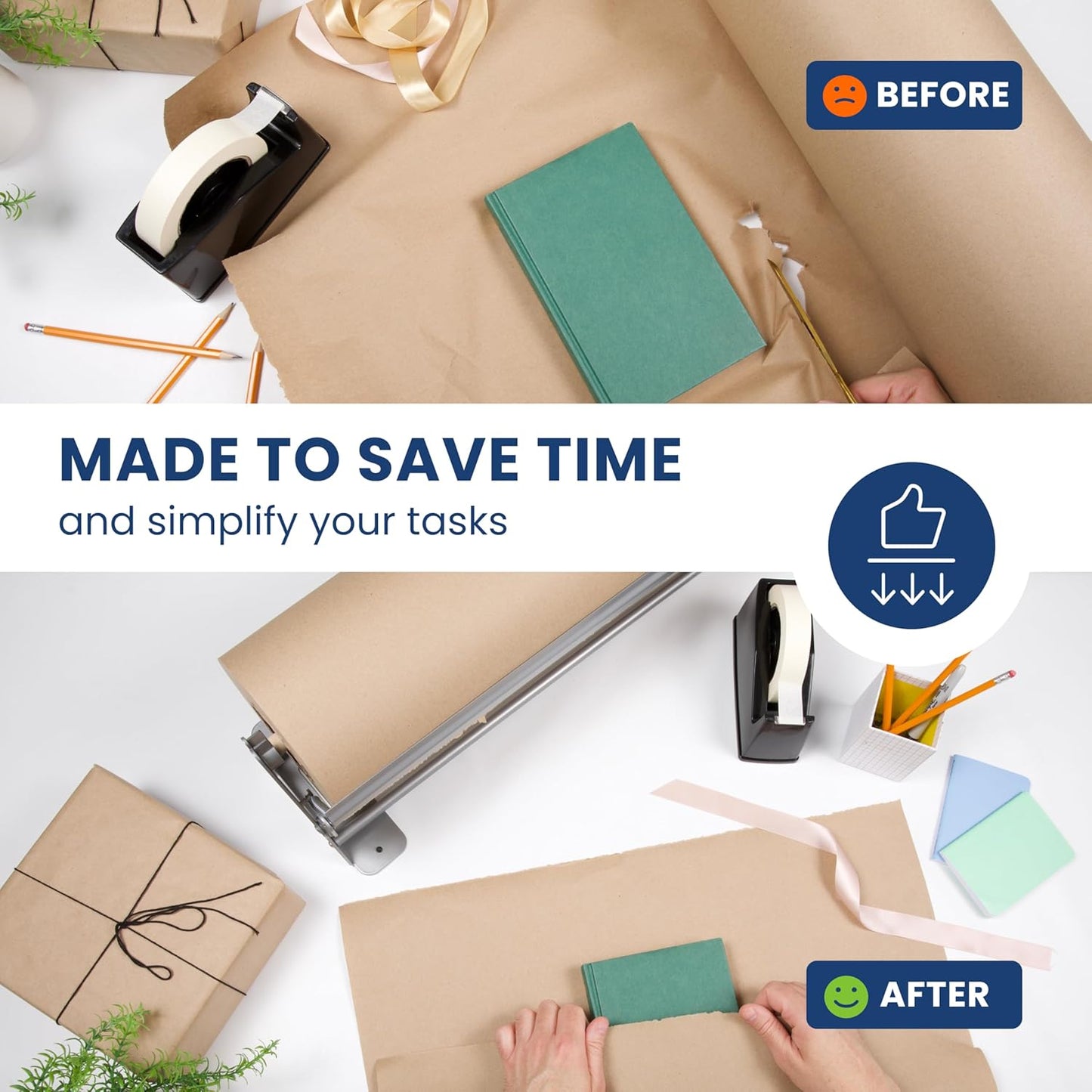 DIY Crew 12 Inch Paper Roll Dispenser and Cutter - Heavy-Duty Wall Mountable, Non Slip Tabletop - Kraft, Freezer, Butcher Paper - Up to 1000ft Rolls