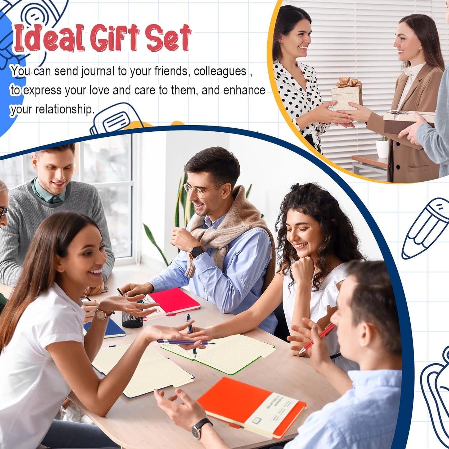 24 Sets Journal Notebook Bulk A5 Hardcover Notebook Classic Journal Set with Pen Holder with Pens for School Business Work Travel Writing (Multicolor)