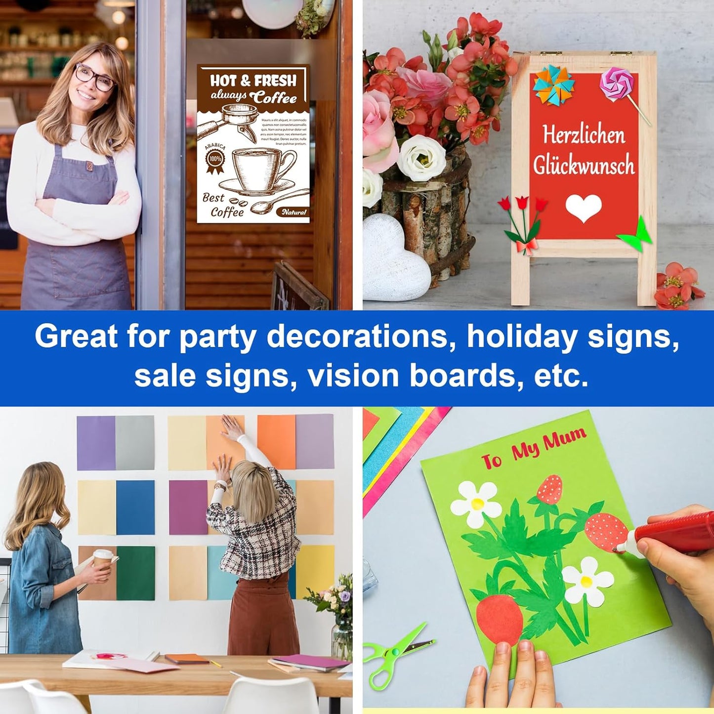 10 Pcs Poster Board Colorful Paper 12x18, ROOKEA Vision Boards Bulk Blank Graphic Display Posterboard Card Paper for Kids School Classroom Arts Craft Projects Drawing Scrapbooking