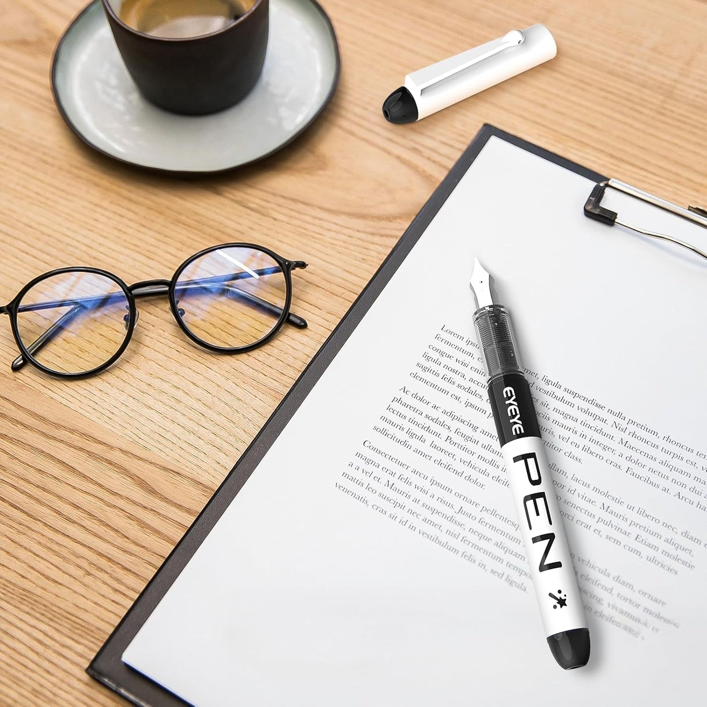 EYEYE Fountain Pens for Writing, 8 Pack Assorted Colors Fine Point Disposable Fountain Pens Stainless Steel Nib, Smooth Writing for Journaling, Drafting, Sketching, Doodling & Gifts