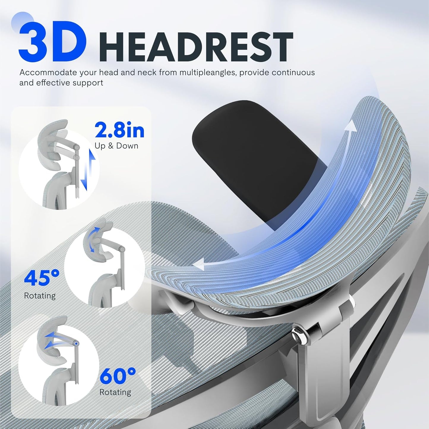 FLEXISPOT ErgoX Premium Ergonomic Office Chair with Footrest- Adjustable 3D Armrests, Dynamic Lumbar Support, Recline & Tilt Function, Mesh Seat, for Home & Office Use,Blue