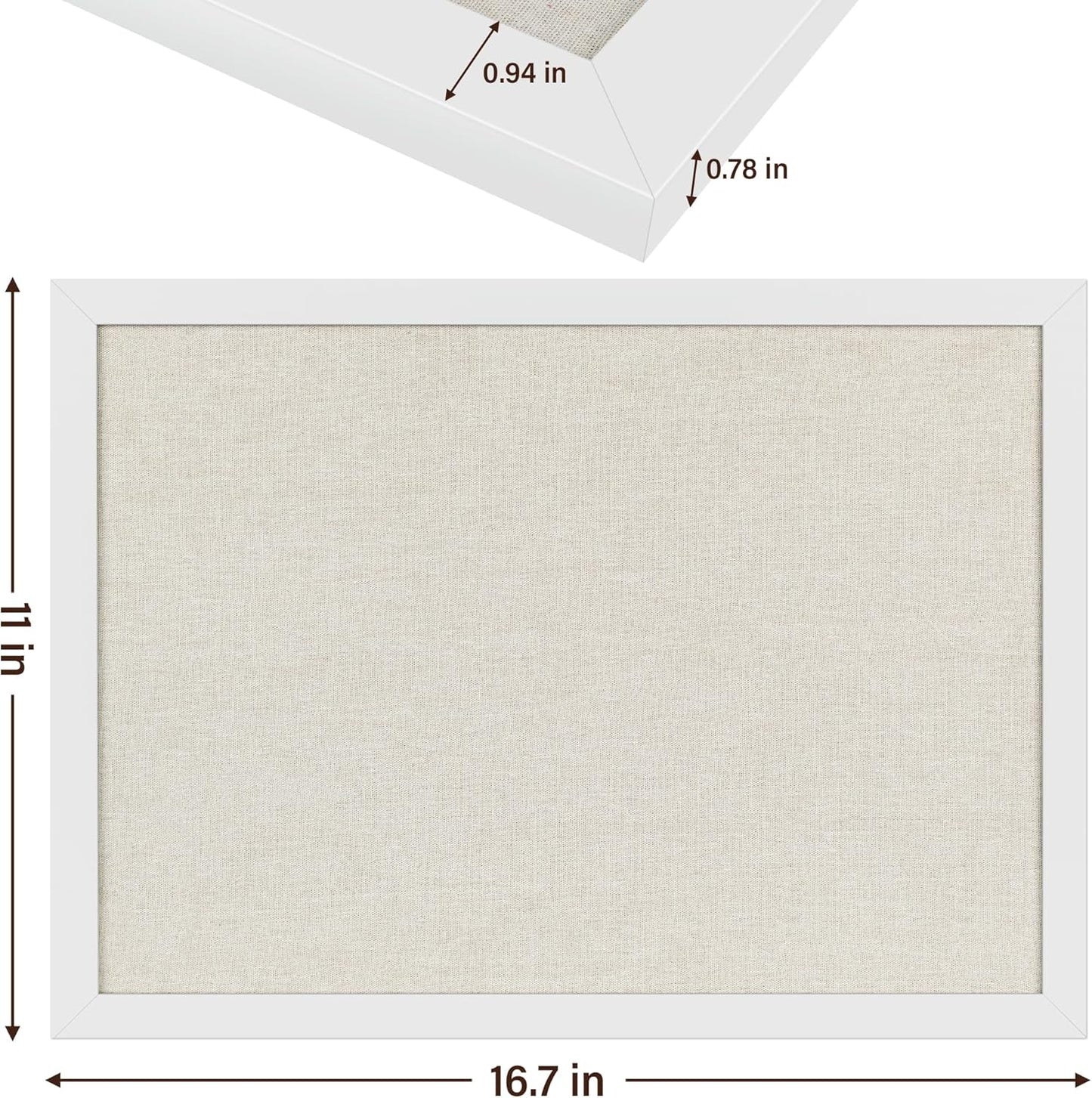 Cork Board Bulletin Board 16.7" x 11", 2-Pack Small Linen Corkboards with Frame for Walls, Cute Picture Display Pin Board Vision Board for Room School Office Bedroom 25 Pushpins Vintage White