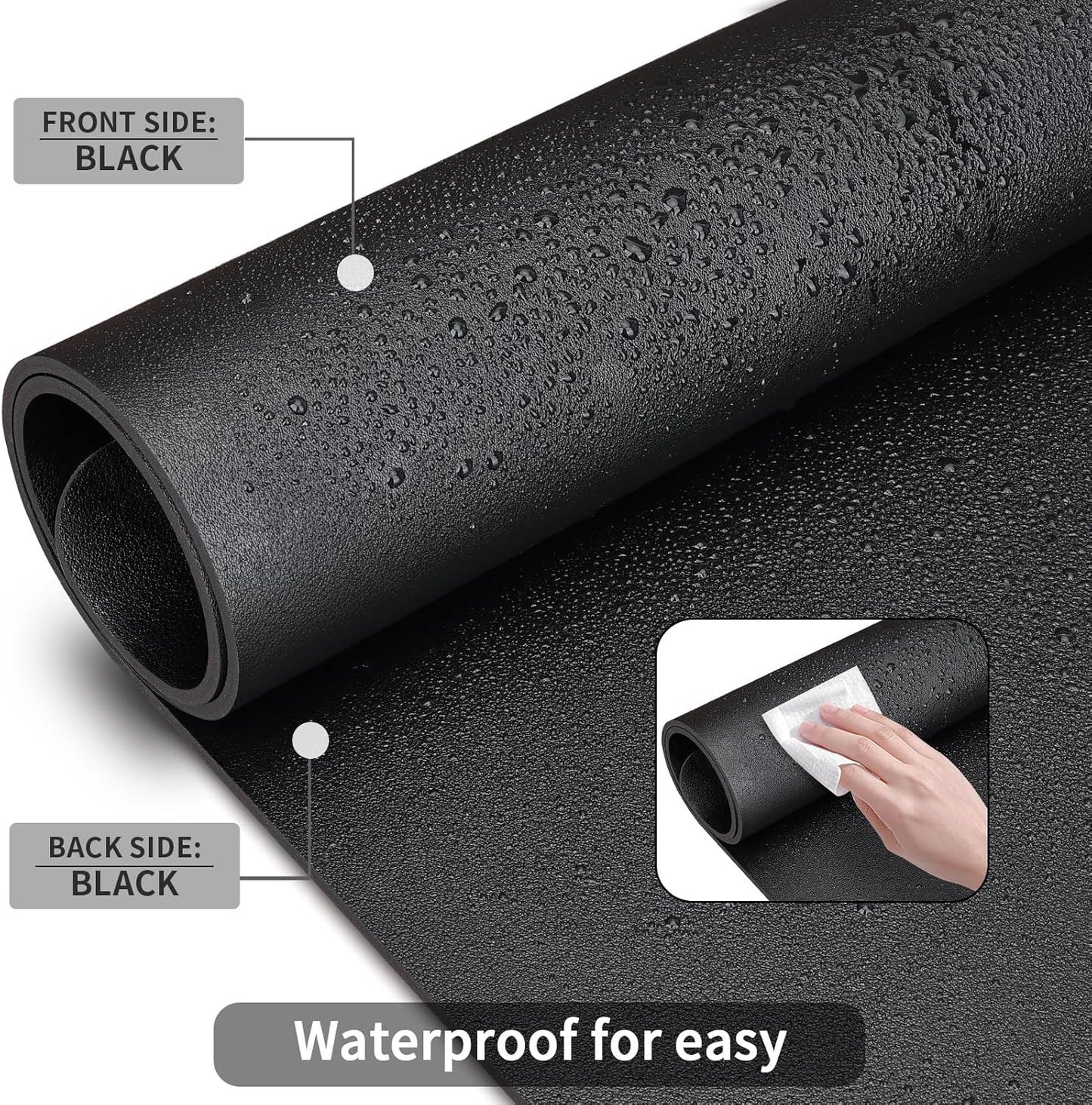 KINGFOM Desk Pad Office Desktop Protecter, PU Leather Desk Mat Blotters Organizer with Comfortable Writing Surface (47.2" x 23.6", Black)