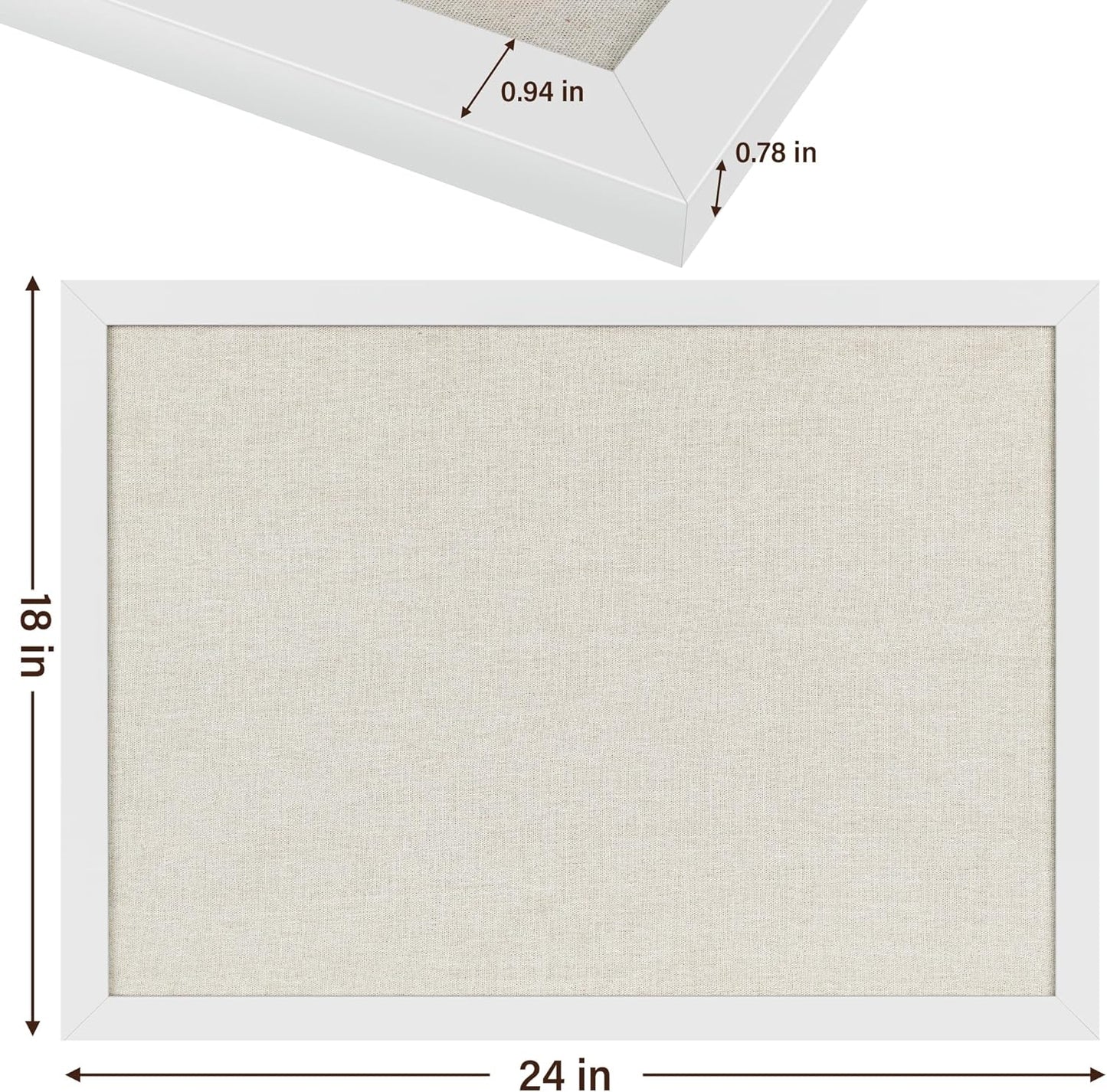 Cork Board Bulletin Board 18" x 24", 2-Pack Large Linen Corkboards with Frame for Walls, Cute Picture Display Pin Board Vision Board for Room School Office Bedroom 40 Pushpins Vintage White