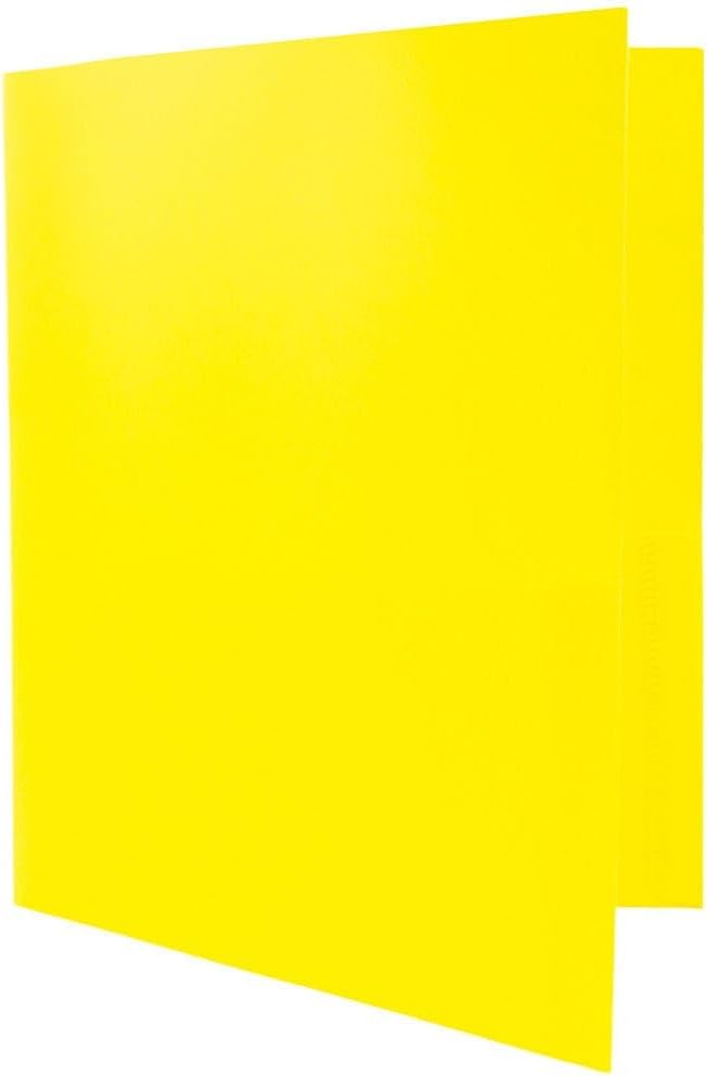 JAM PAPER Plastic 2 Pocket POP Folders - Durable School Folders - Yellow - 3/Pack