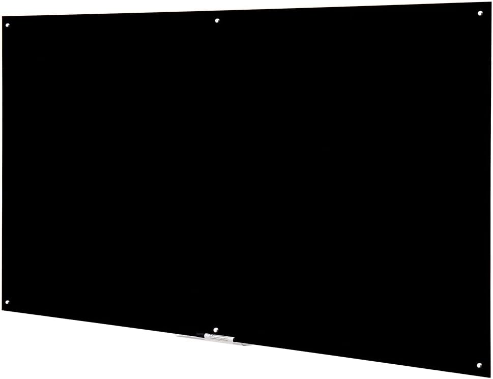 72" x 40" Black Glass Whiteboard | Frameless Magnetic Dry Erase Board with Marker Tray | Premium Frosted Glass Surface - Wall Mounted for Office, Conference Room & Home