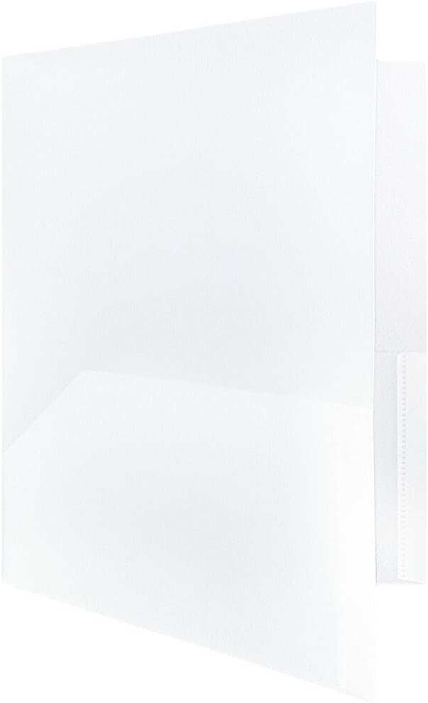 JAM PAPER Plastic 2 Pocket POP Folders - Durable School Folders - Clear - Bulk 144/Box