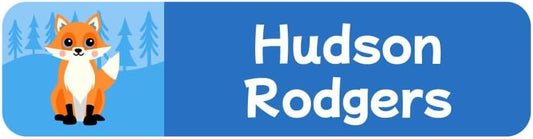 Name Bubbles - Custom Small Rectangle Name Labels for Kids (64 Labels) - Personalized Waterproof Name Stickers for Daycare, Lunch Boxes, Water Bottles, Shoes, School Supplies, & Camp (Forest Animals)