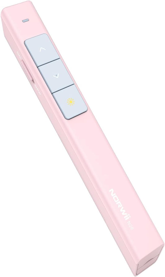 Norwii N26 Wireless Presentation Clicker, Presentation Remote, PowerPoint Clicker with Pointer for PowerPoint Presentations, Power Point Clicker Wireless Presenter Remote - Pink