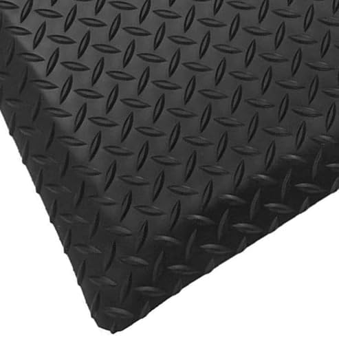 Rhino Mats, American Classic Diamond Anti-Fatigue Mats, Industrial Ergonomic Comfort Standing Mat for Work, Home, Garage, Office, Kitchen or Anywhere (Black 9/16" Thick, 4 FT. x 25 FT.)