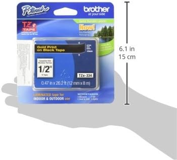 Brother TZE334 P-Touch Standard Adhesive Laminated Labeling Tape, 1/2W