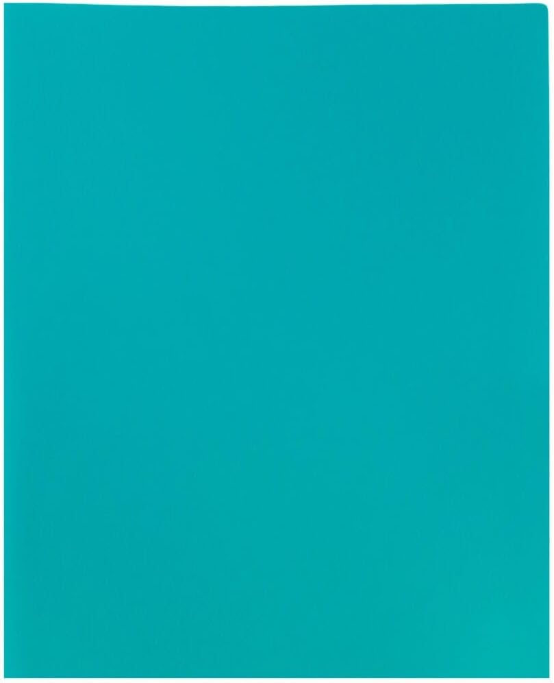 JAM PAPER Plastic 2 Pocket POP Folders - Durable School Folders - Teal Blue - Bulk 144/Box