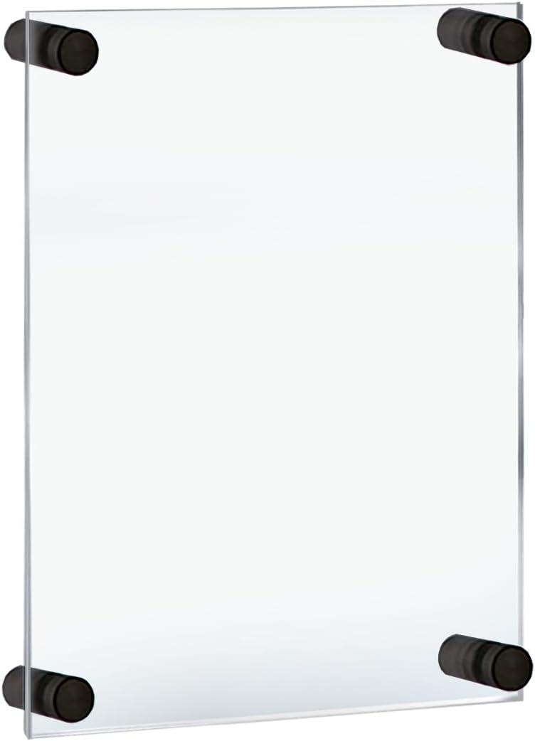 Azar Displays 105506-BLK Acrylic Floating Double Panel Wall Frame,8.5" x 14" Graphic Size, Overall Frame Size: 12.5" x 18", Black