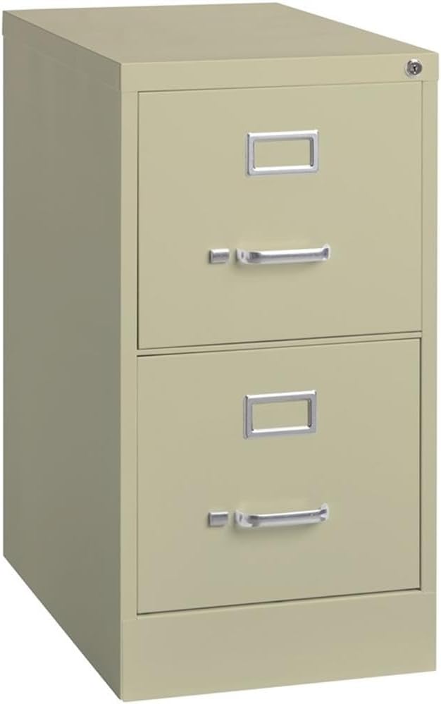 Pemberly Row 2 Drawers 28.38" Vertical Beige Metal Filing Cabinet Lockable Pre-Assembled Stationary Letter Size for Home, Office