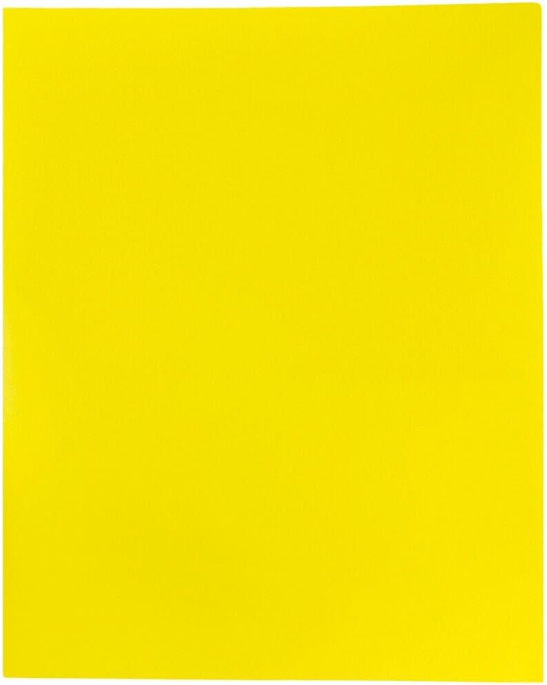 JAM PAPER Plastic 2 Pocket POP Folders - Durable School Folders - Yellow - 3/Pack