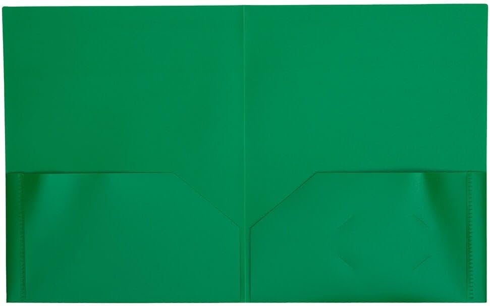JAM PAPER Plastic 2 Pocket POP Folders - Durable School Folders - Green - Bulk 144/Box