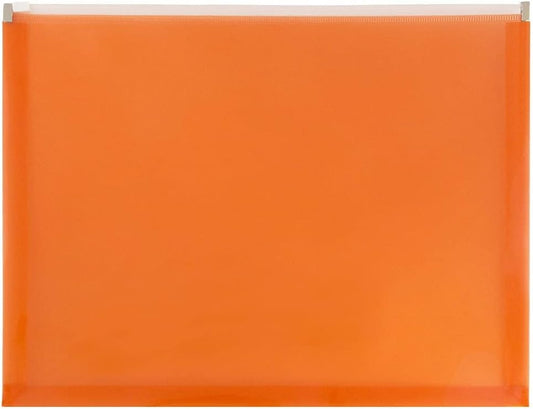 JAM PAPER Plastic Envelopes with Zip Closure - Letter Booklet - 9 3/4 x 13 - Orange - 12/Pack