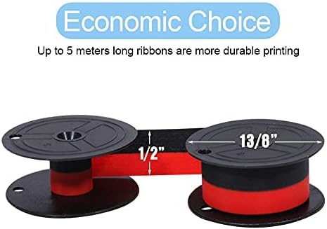 Bigger Replacement for Porelon 11216 Universal Twin Spool Calculator Ribbon for Nukote BR80c, Sharp EL-1197PIII, Dataproducts R3027, Casio DR-210R, Canon MP11DX MP25DV, Black and Red, 12 Pack