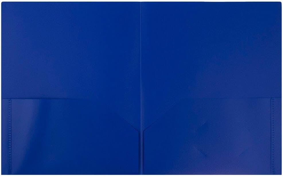 JAM PAPER Plastic 2 Pocket POP Folders - Durable School Folders - Blue - Bulk 144/Box