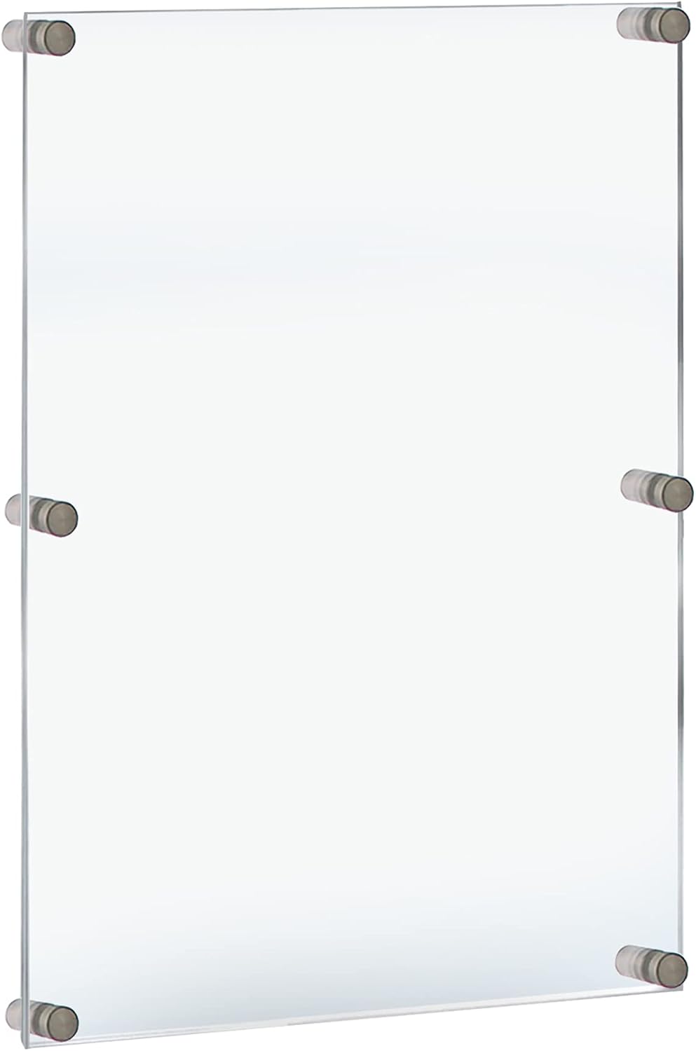 Azar Displays, 105540, Floating Acrylic Wall Frame with Silver Hardware Stand Off Caps, Clear Hanging Photo Frame Display Mount with Frameless Border, Glass-Like Frame for Large Prints, 30" x 40"