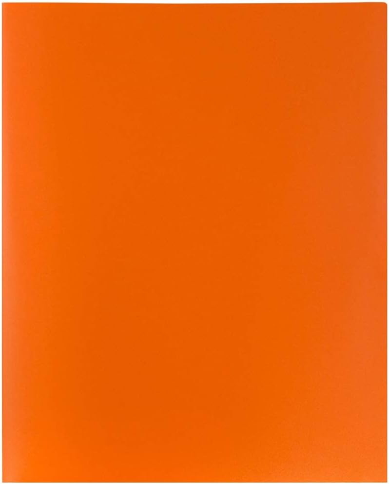 JAM PAPER Plastic 2 Pocket POP Folders - Durable School Folders - Orange - 6/Pack
