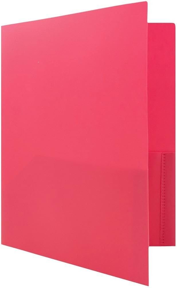 JAM PAPER Plastic 2 Pocket POP Folders - Durable School Folders - Fuchsia Hot Pink - Bulk 144/Box