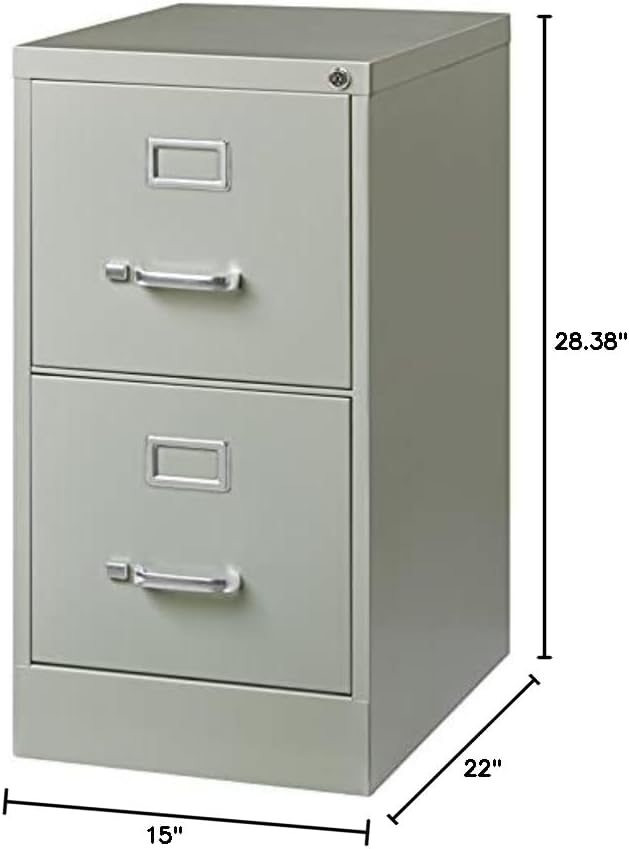 Pemberly Row 22" 2-Drawer Metal Letter Width Vertical File Cabinet in Light Gray