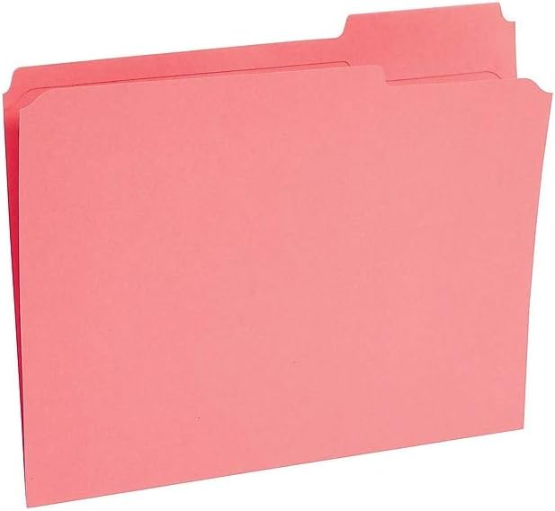 Staples 508952 Colored File Folders w/Reinforced Tabs Letter 3 Tab Pink 100/Box