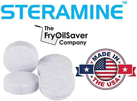 4x Steramine Sanitizer Tablet Bottle by FryOilSaver Co., 4-Pack(600 Tablets) Multi Purpose Sanitizing Tablets for Food Contact Surface, Kitchen, Restaurant Cleaning w/ 15x Test Kit of QT-10 Test Strip