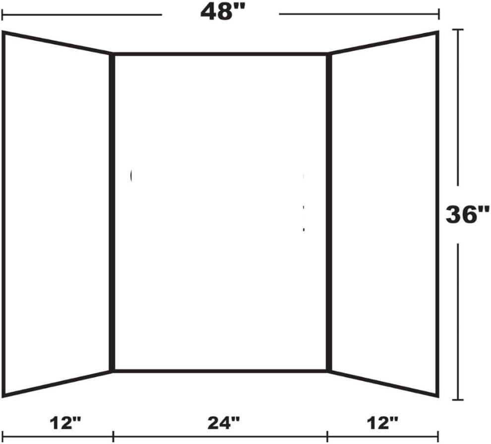 PJ Goods 24 Pcs White Tri Fold Poster Board 36" x 48 for Science Fair Presentation Displays, School Projects, Business Displays, 4H, Sports, Graduations/Senior Night, Lightweight and Foldable