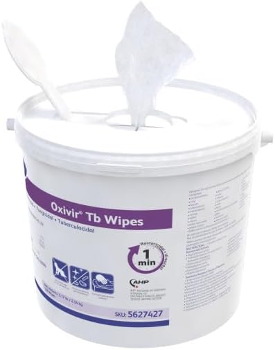 Oxivir Diversey Tb 5627427 Ready-to-Use Disinfectant Cleaning Wipes, Accelerated Hydrogen Peroxide, 11x12-Inch Extra Large Sheets, 160-Wipes, 1-Bucket (Pack of 4)