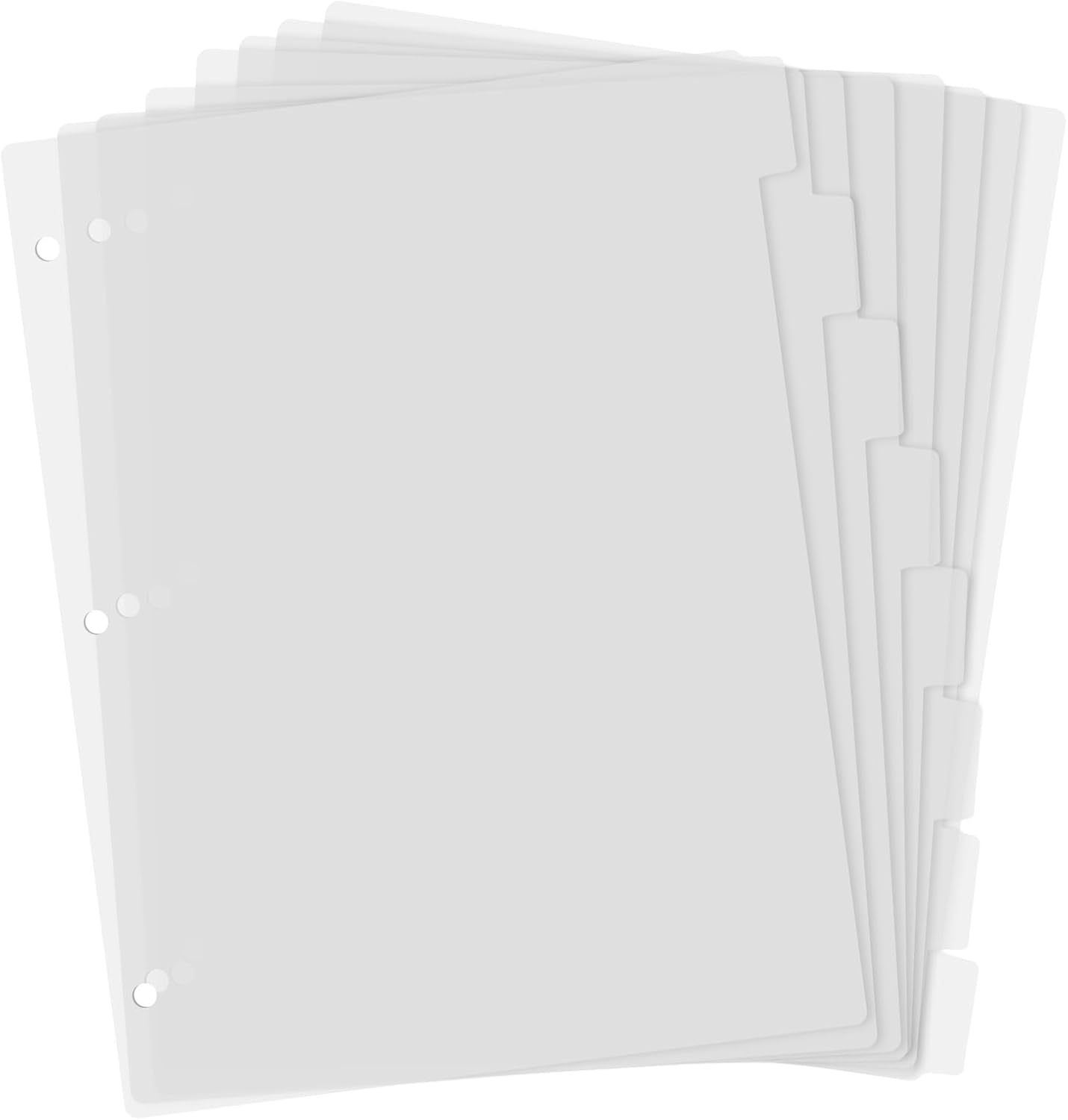 3 Ring Frosted Transparent Binder Dividers, 8 Tab Clear Dividers, A4 Size, Sturdy Plastic, Aesthetic, 3 Hole Punch