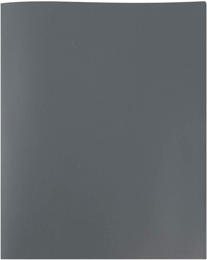 JAM PAPER Plastic 2 Pocket POP Folders - Durable School Folders - Grey - 6/Pack