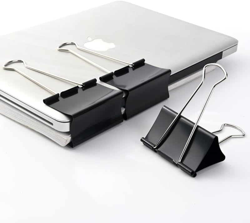Extra Large Binder Clips 3 inch super big Binder Clips 6 Pack Big Metal Paper Clamps Black (3 Inch)
