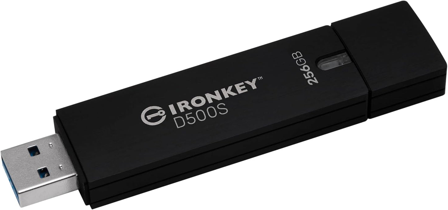 Kingston Ironkey D500S 256GB Encrypted Flash Drive | Dual Hidden Partition | FIPS 140-3 Level 3 | XTS-AES 256-bit | BadUSB and Brute Force Protection | Multi-Pin Option | IKD500S/256GB