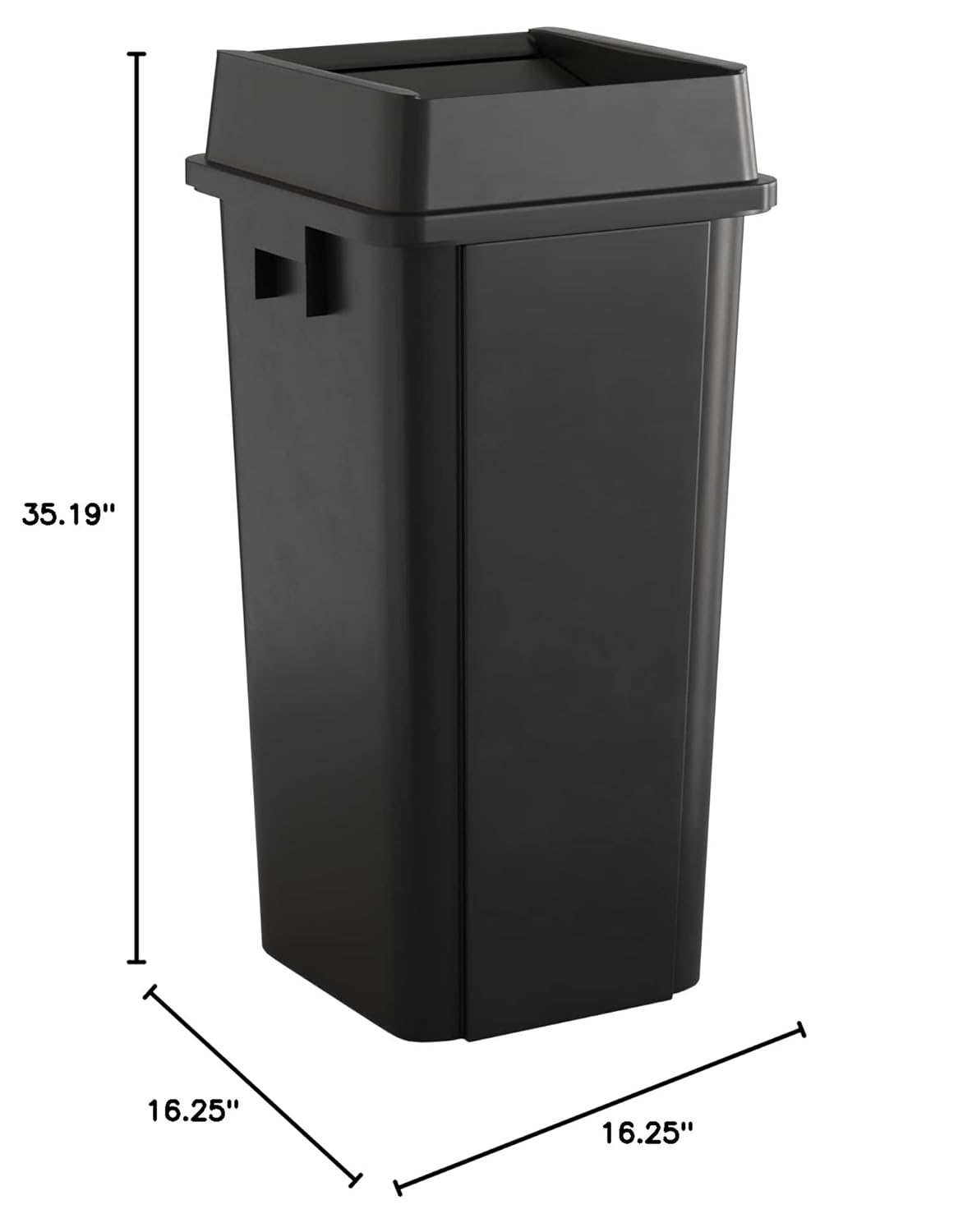 23 Gallon Black Square Commercial Trash Can with Lid