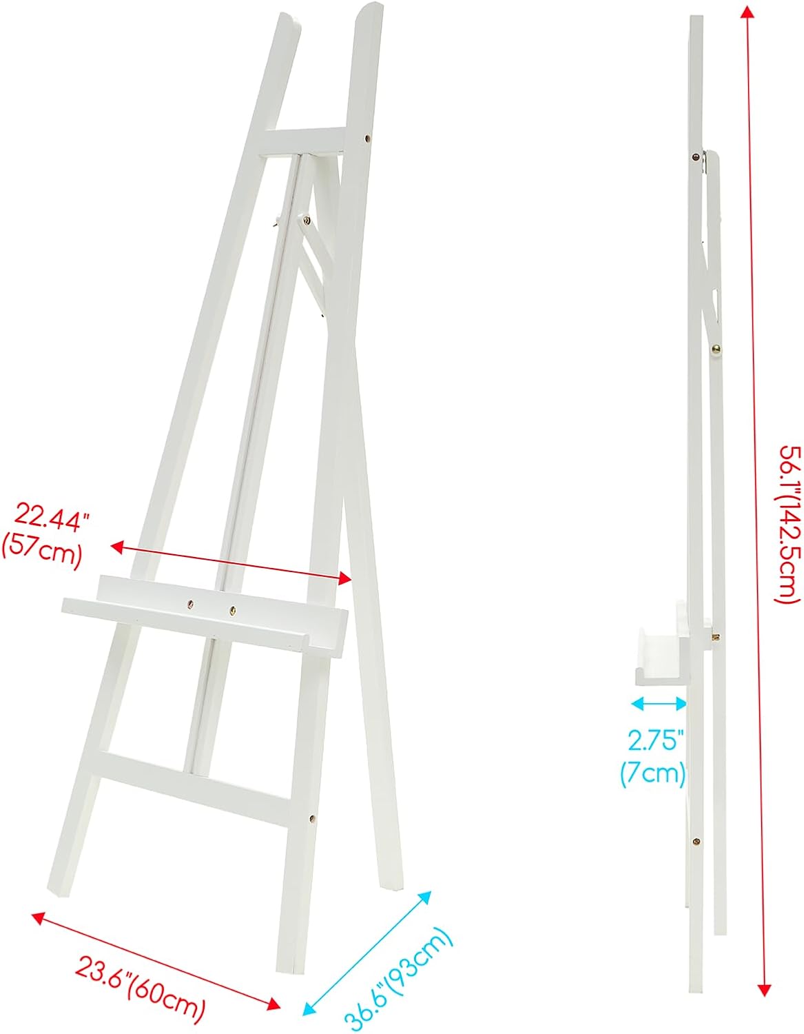 MEEDEN Art Easel Stand for Display: Adjustable Wooden Stands for Sign - A Frame Painting Easel for Canvas up to 60" for Artist Adults Drawing Picture Poster - White